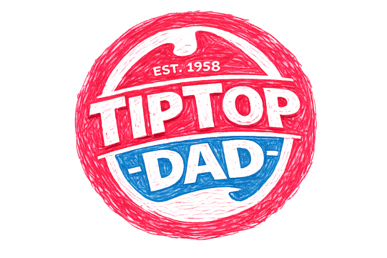 Tip Top Dad T-Shirt — Vintage Red & Blue Dad Logo Tee (Father’s Day Gift)