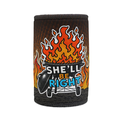 She'll Be Right Flaming Grill Stubby Cooler — Funny BBQ Stubby Holder