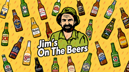 Stubby Cooler — "Jim's On The Beers" Beer Bottle Pattern Can Cooler