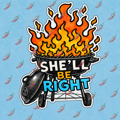 BBQ on Fire "She'll Be Right" Tee