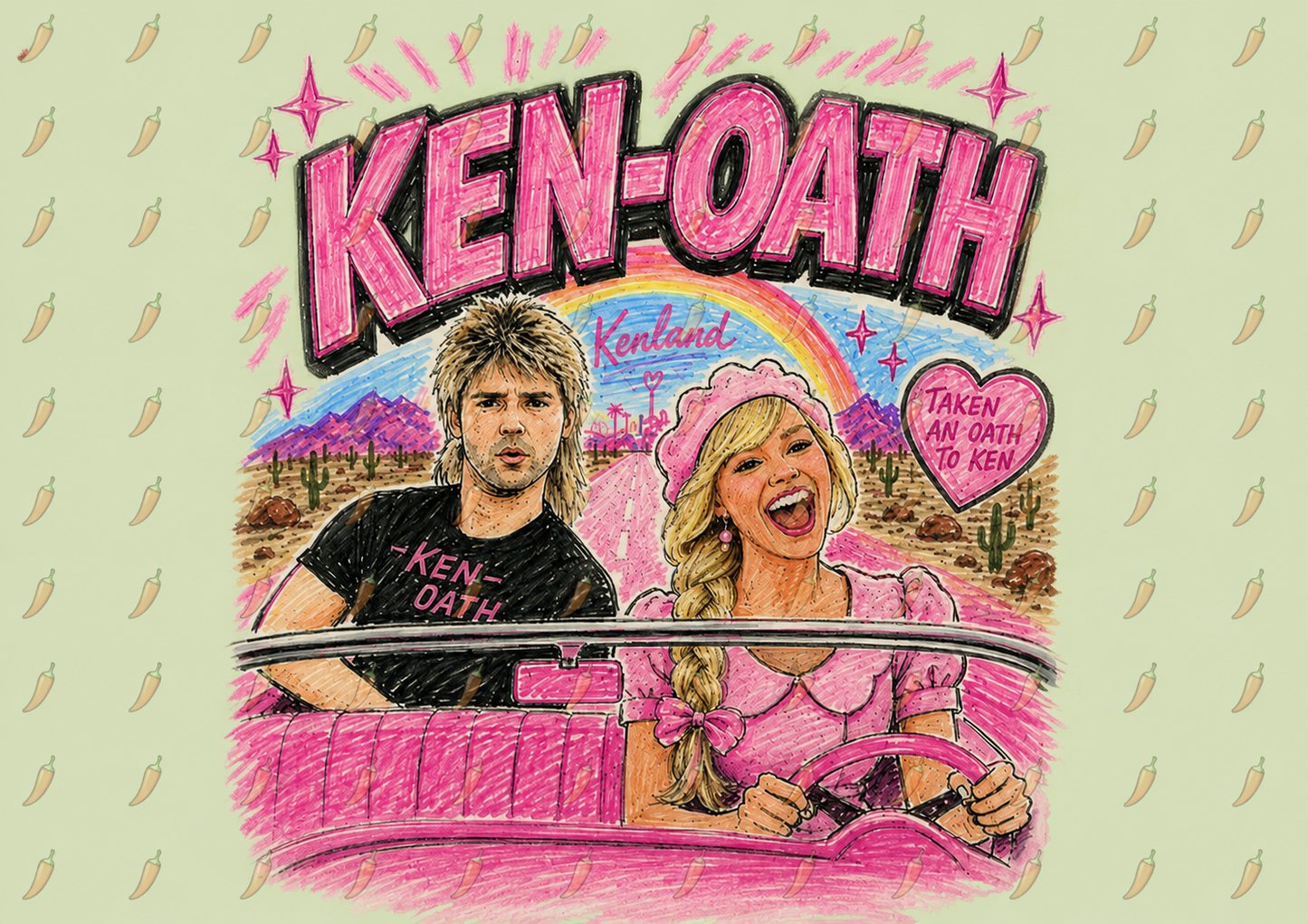 Ken-Oath Retro Pink — Oversized Pop Art Graphic Women's T-Shirt