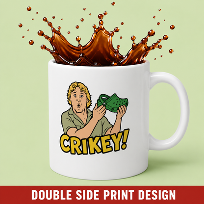 Crikey! Crocodile Hunter Mug — Funny Steve Irwin Tribute Ceramic Coffee Cup