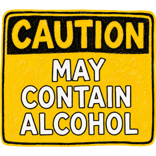 Ceramic Mug — "Caution May Contain Alcohol" Funny Coffee Cup