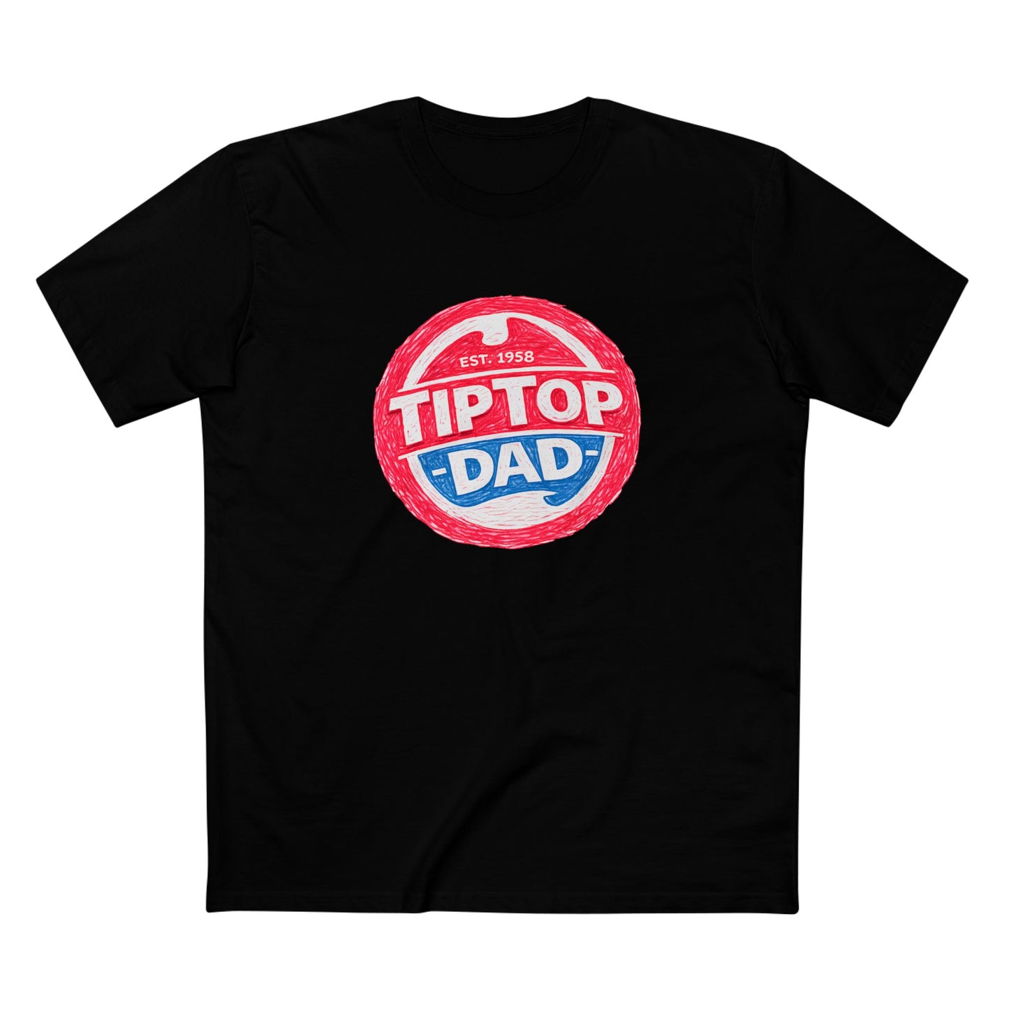 Tip Top Dad T-Shirt — Vintage Red & Blue Dad Logo Tee (Father’s Day Gift)