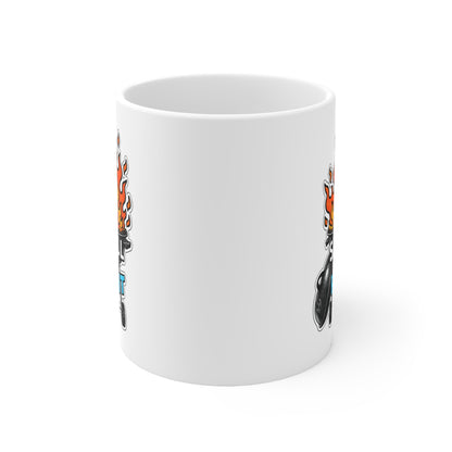 Ceramic Mug — "She'll Be Right" BBQ Grill with Flames